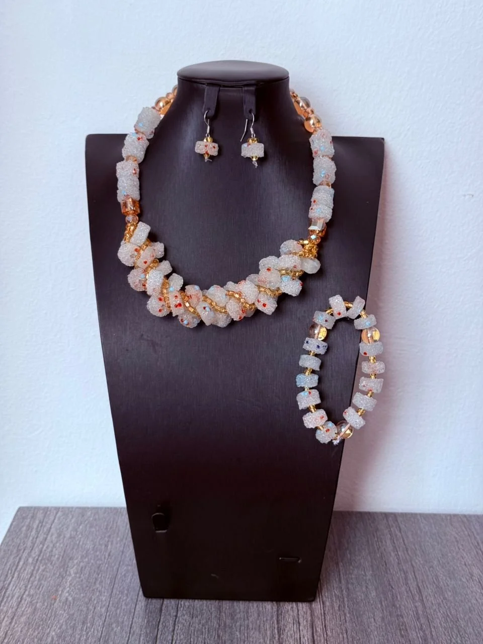 Elegant White Sugar Glass Jewelry Set