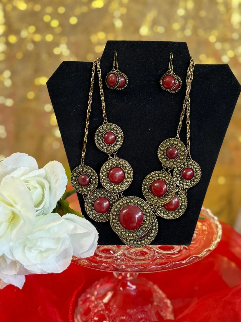 Regal Red Statement Jewelry Set