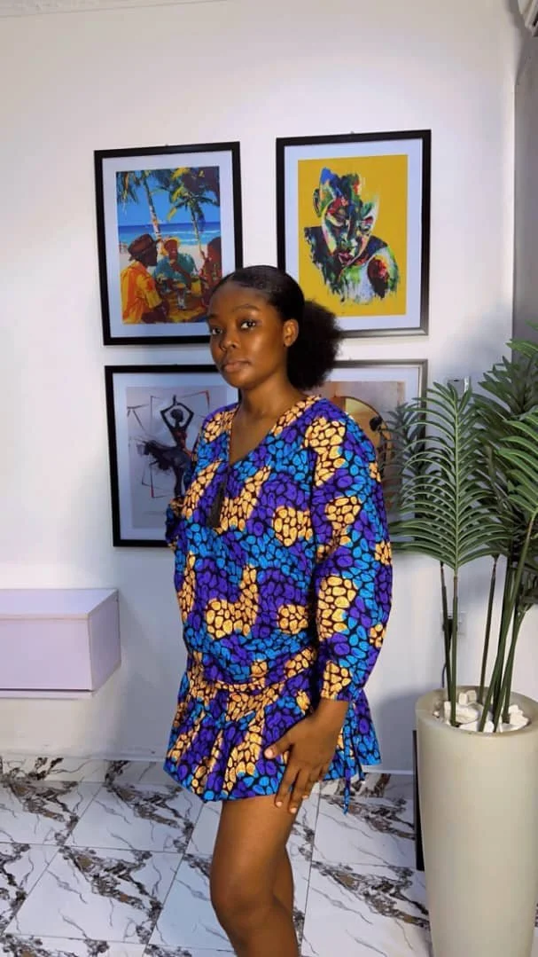 Vibrant Drawstring Top and Skirt Set