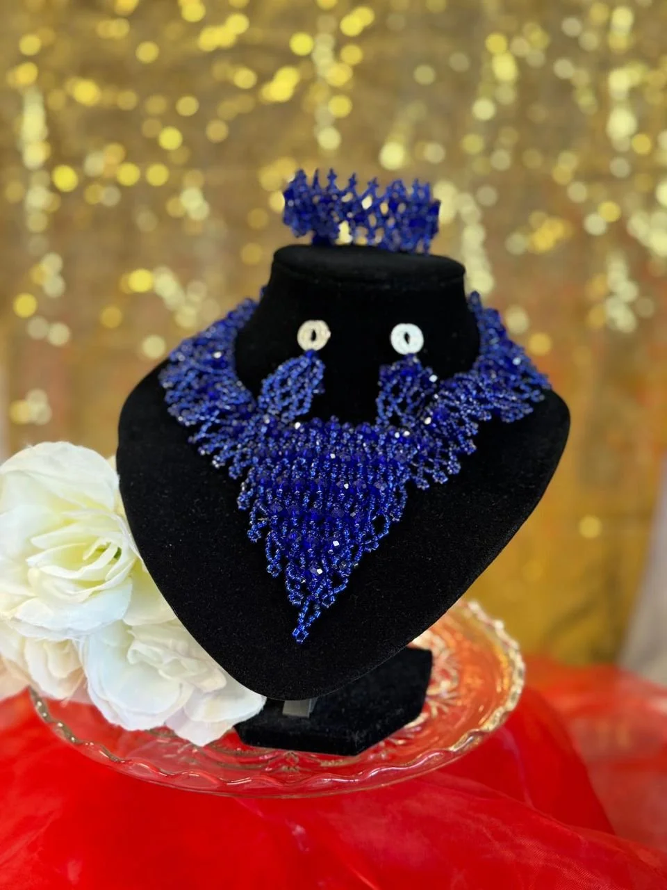 Royal Blue Elegance Beaded Jewelry Set