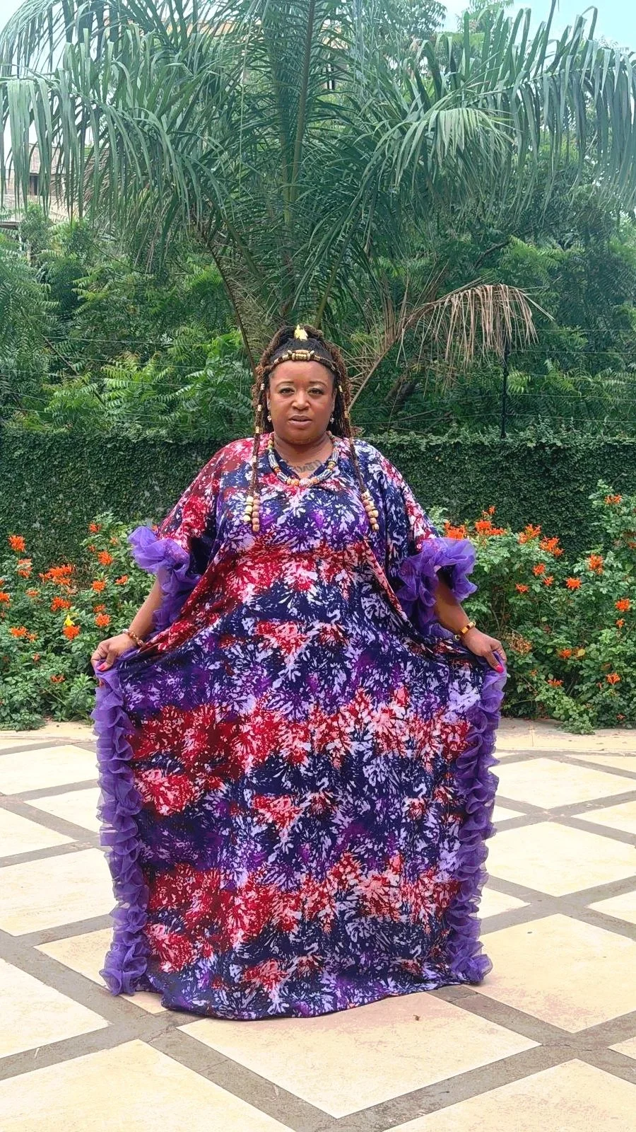 African Boho Maxi Dress with Ruffle Details