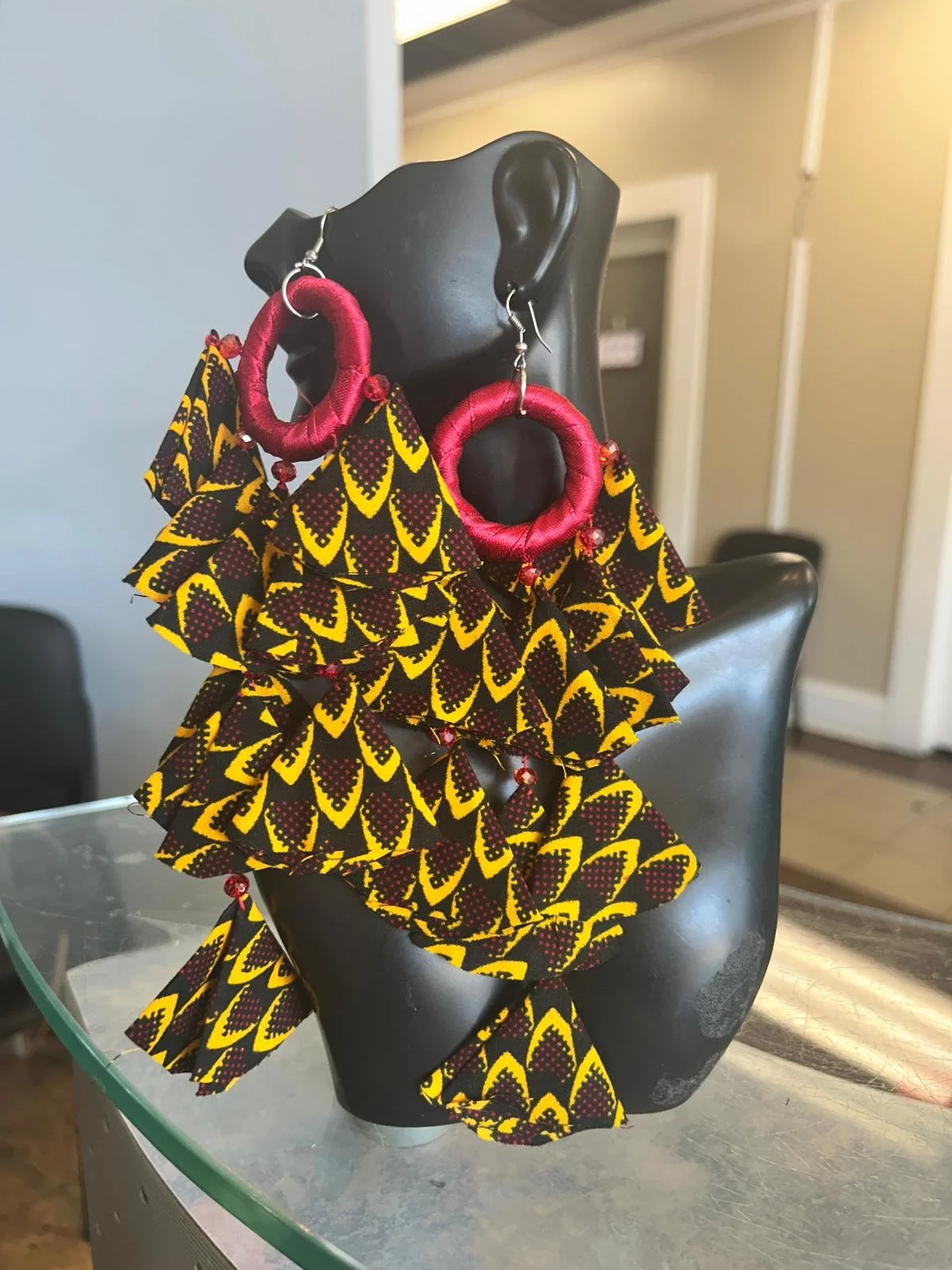 African Ankara Fabric Hoop Earrings