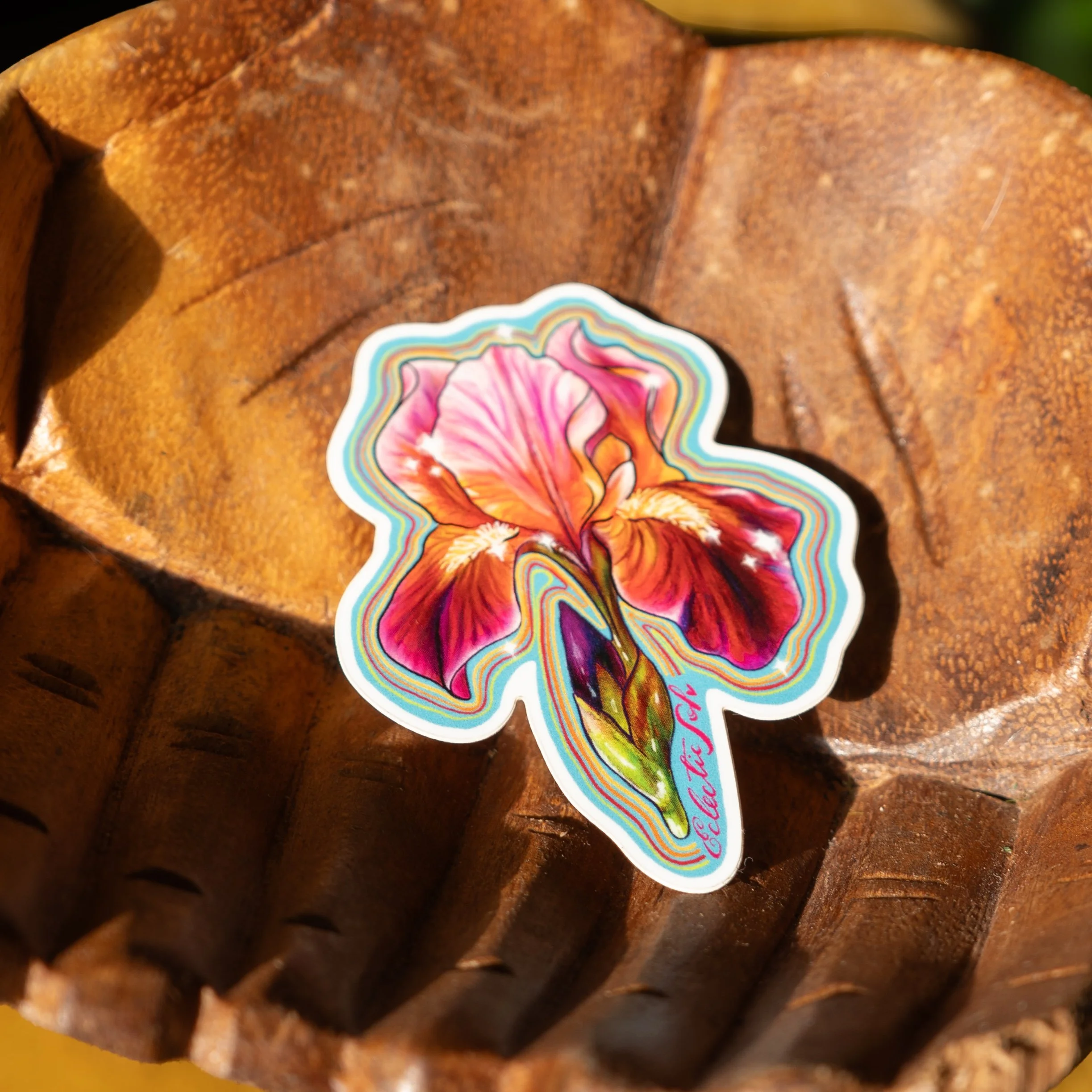 burgandy iris sticker