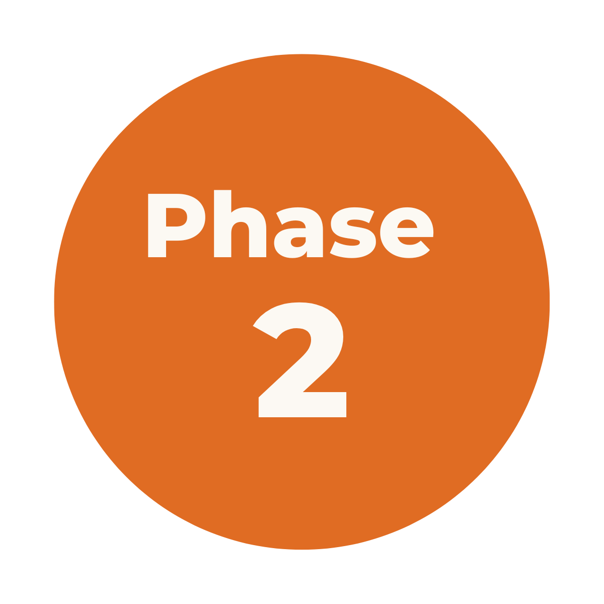 Orange circle with white text reading 'Phase 2'.