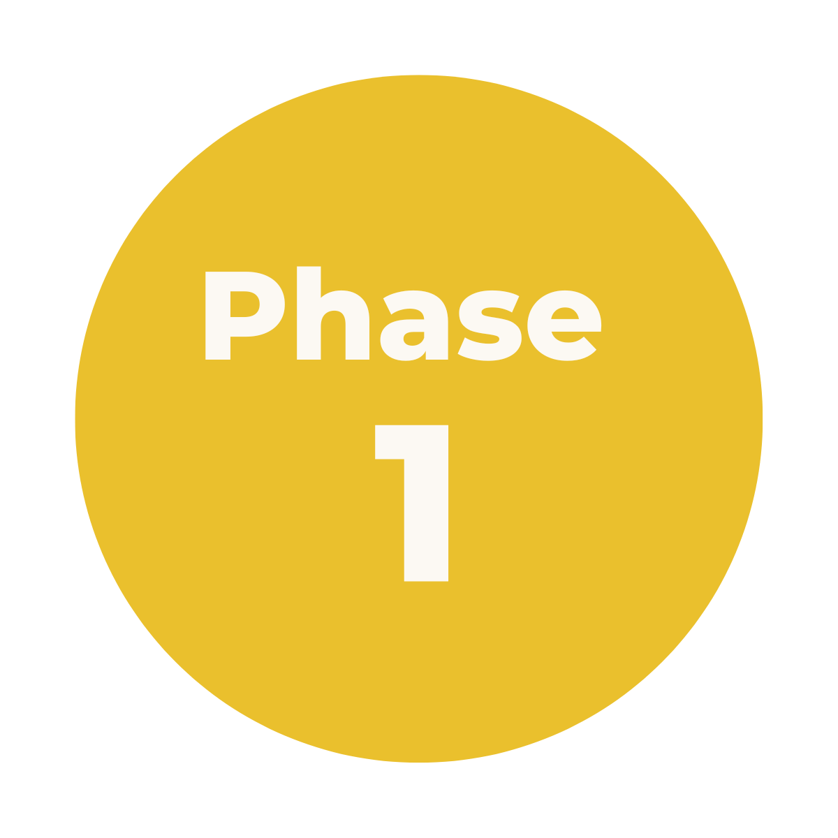Yellow circle with white text reading "Phase 1" in the center.