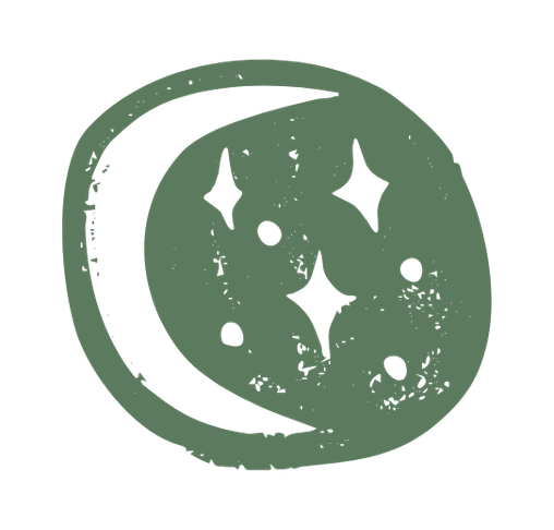Illustration of the moon with stars in the sky.