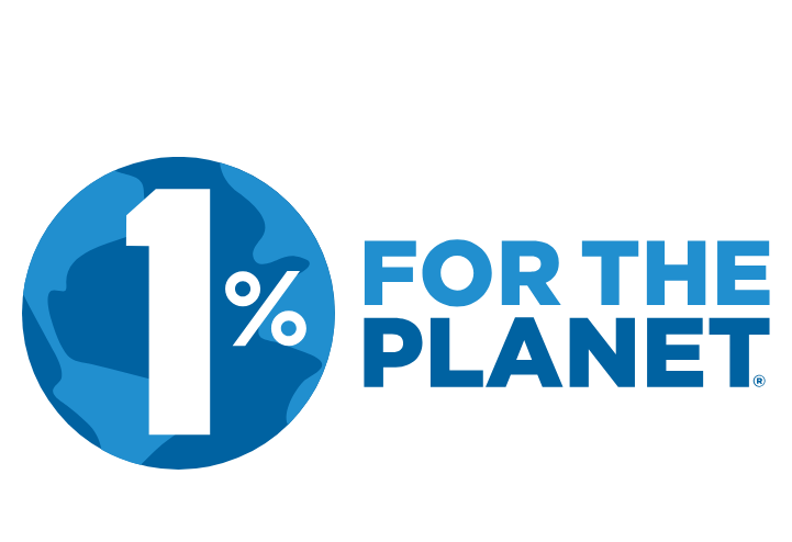 A logo showing the Earth with a large white "1%" on it, followed by the text "FOR THE PLANET" in blue.