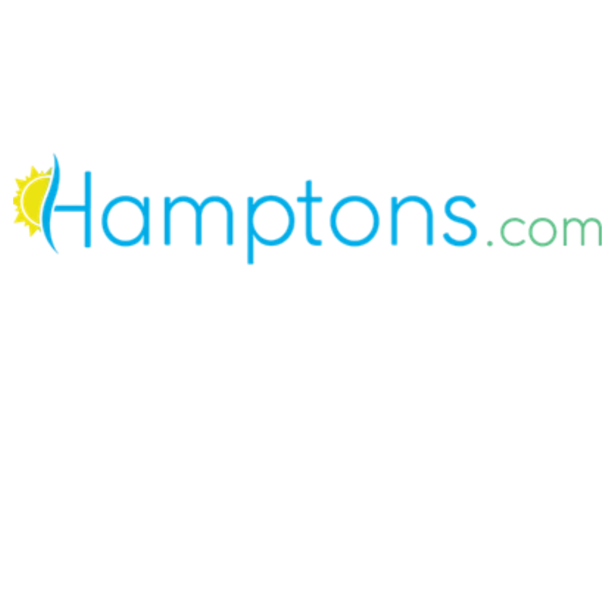 The logo of Homptons.com displayed in blue text with a yellow sun on the left side.