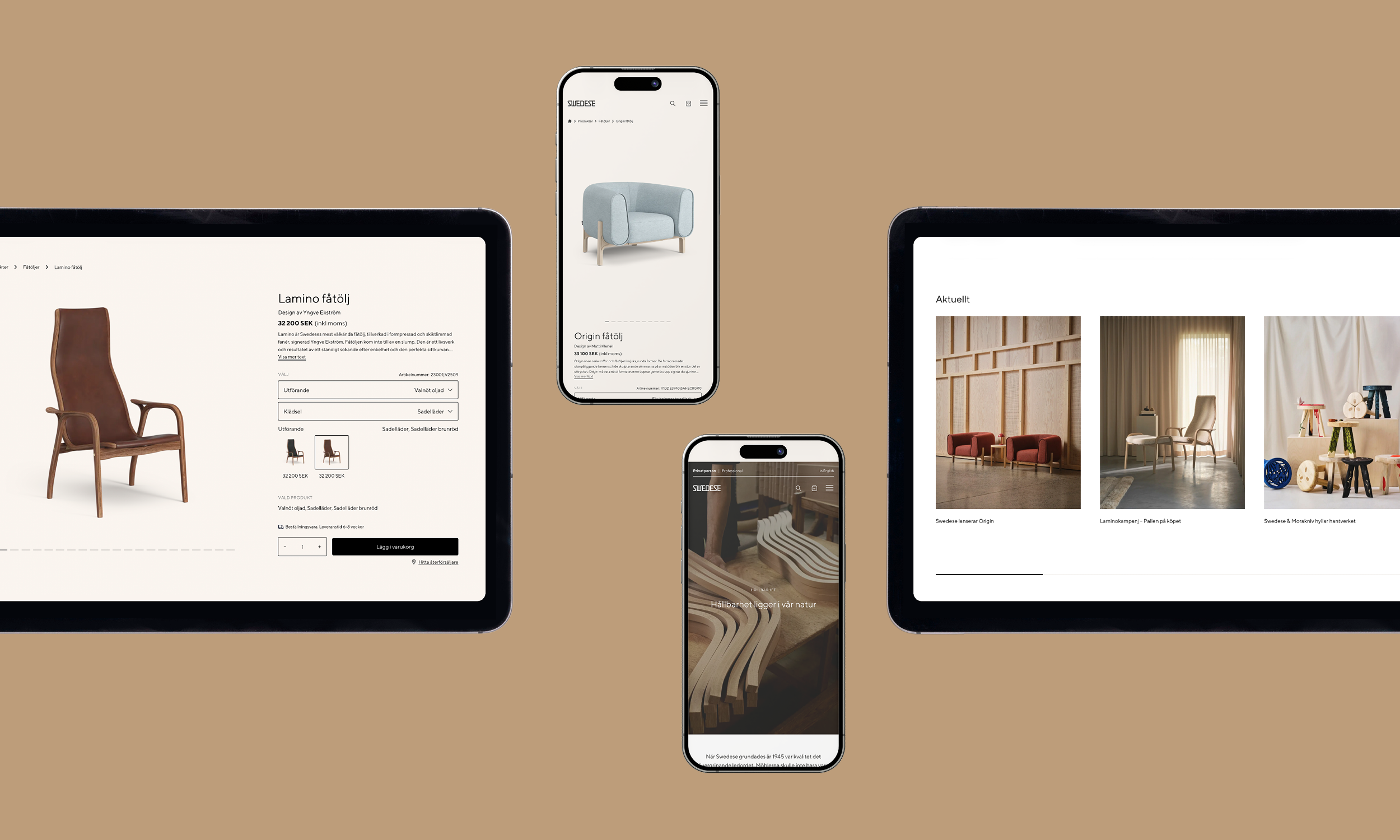 Swedese website sections
