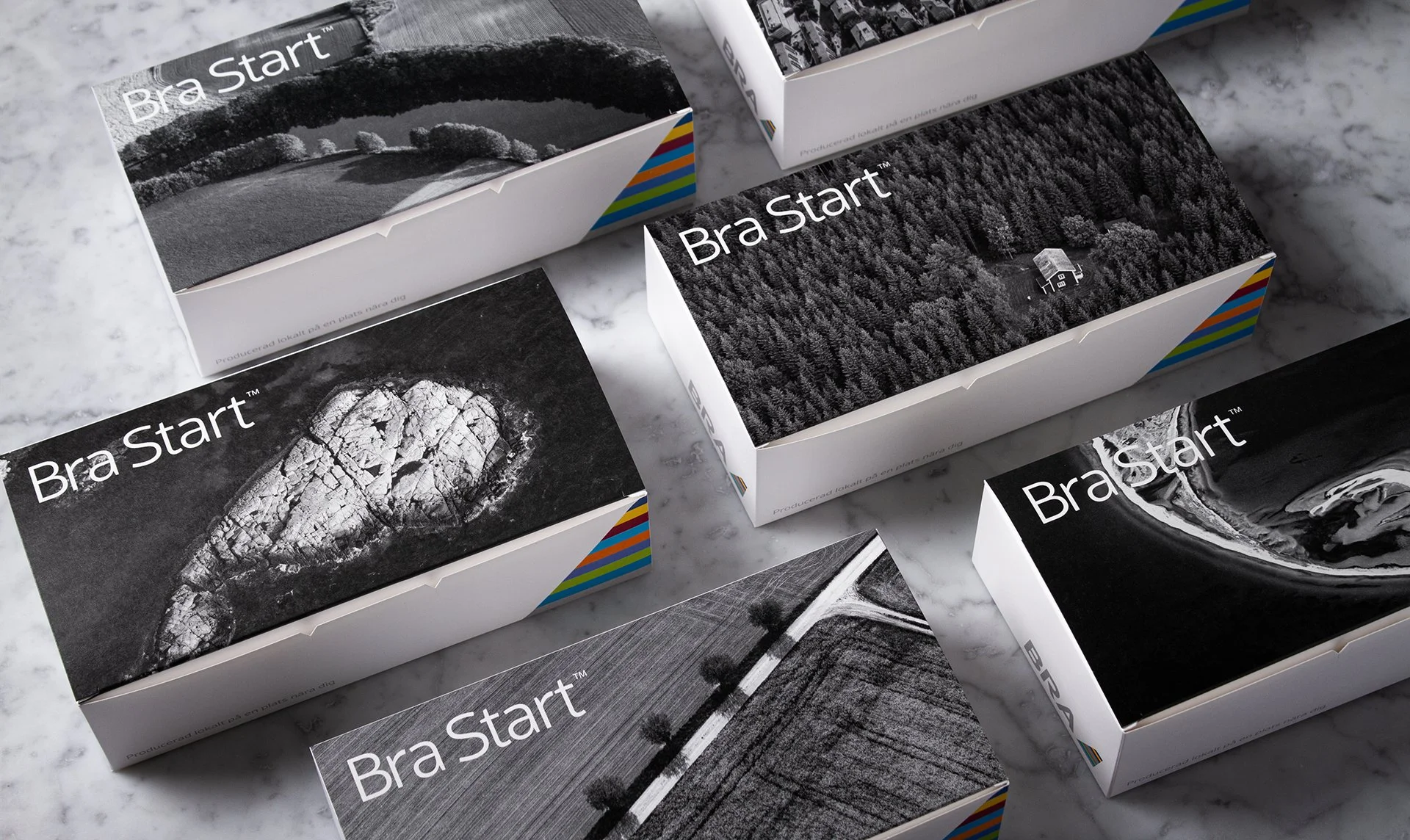Onboard lunch packaging with regional landscape photography