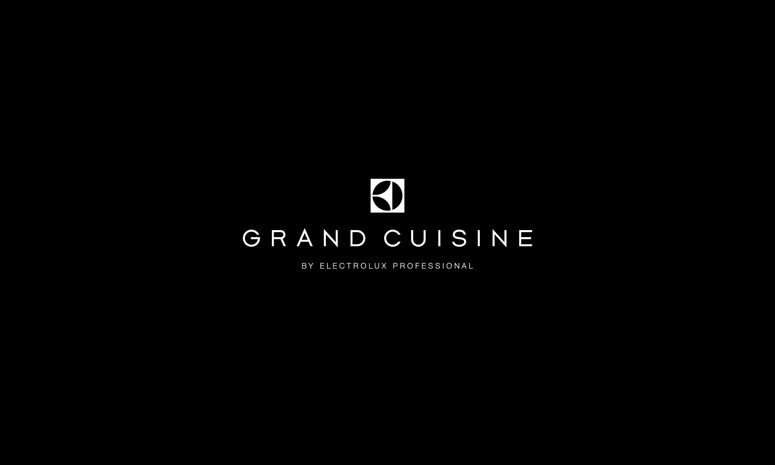 Grand Cuisine logotype with bespoke work mark and Electrolux symbol.