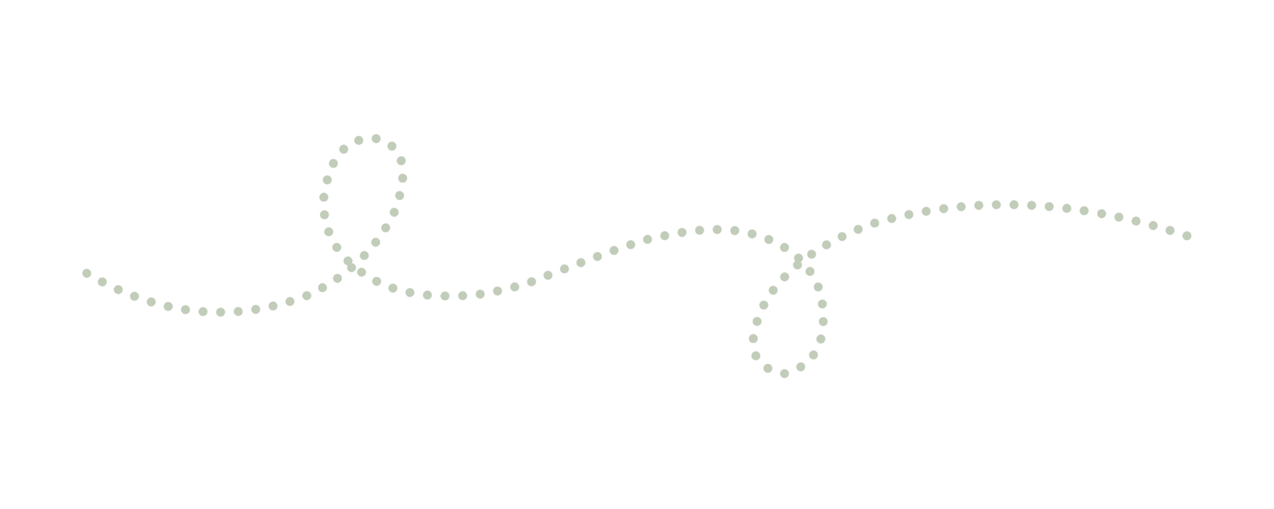 Decorative white dotted line in a looping, swirling pattern on a black background.