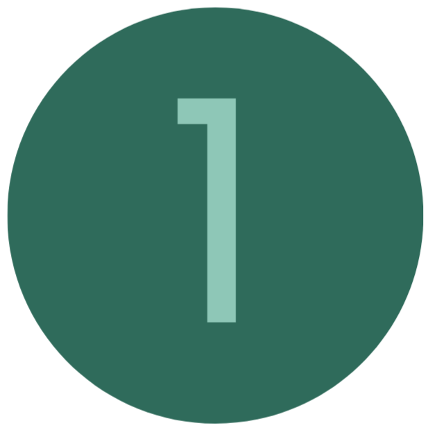 Green circular button with the number one in the center.