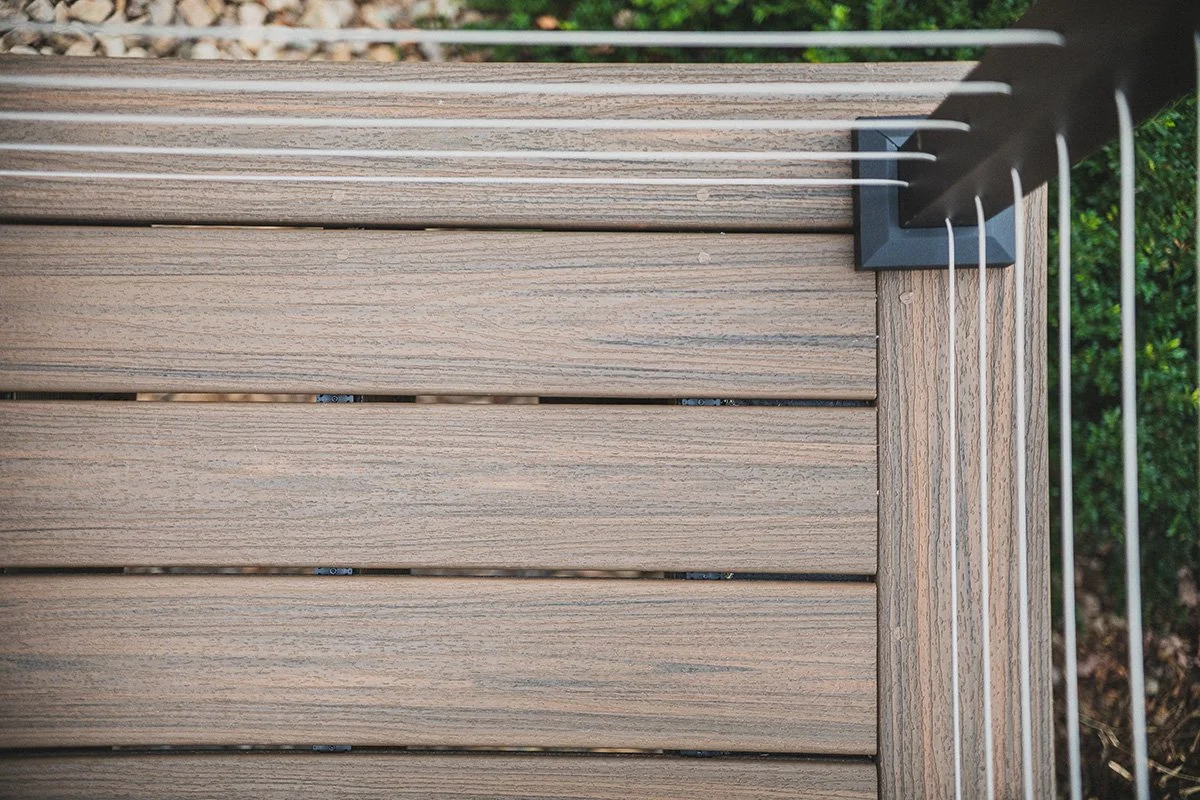 close up of deck and cable rail