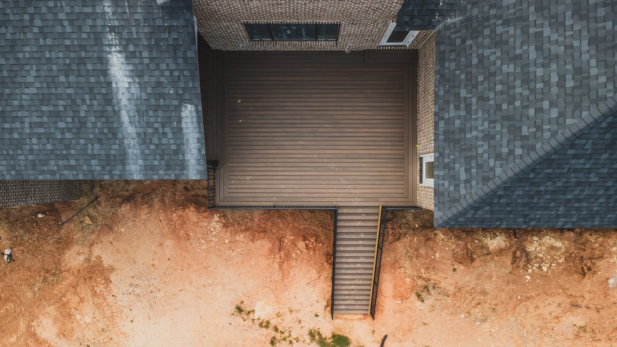 top down view of covered and open deck