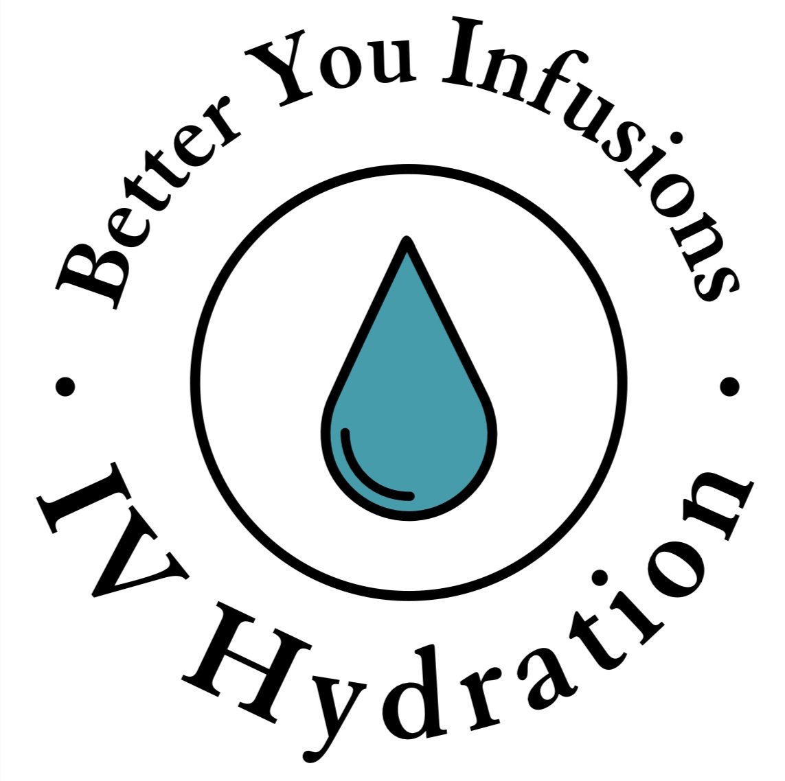 Logo with a blue water droplet at the center, encircled by the text 'Better You Infections' and 'Hydration'.
