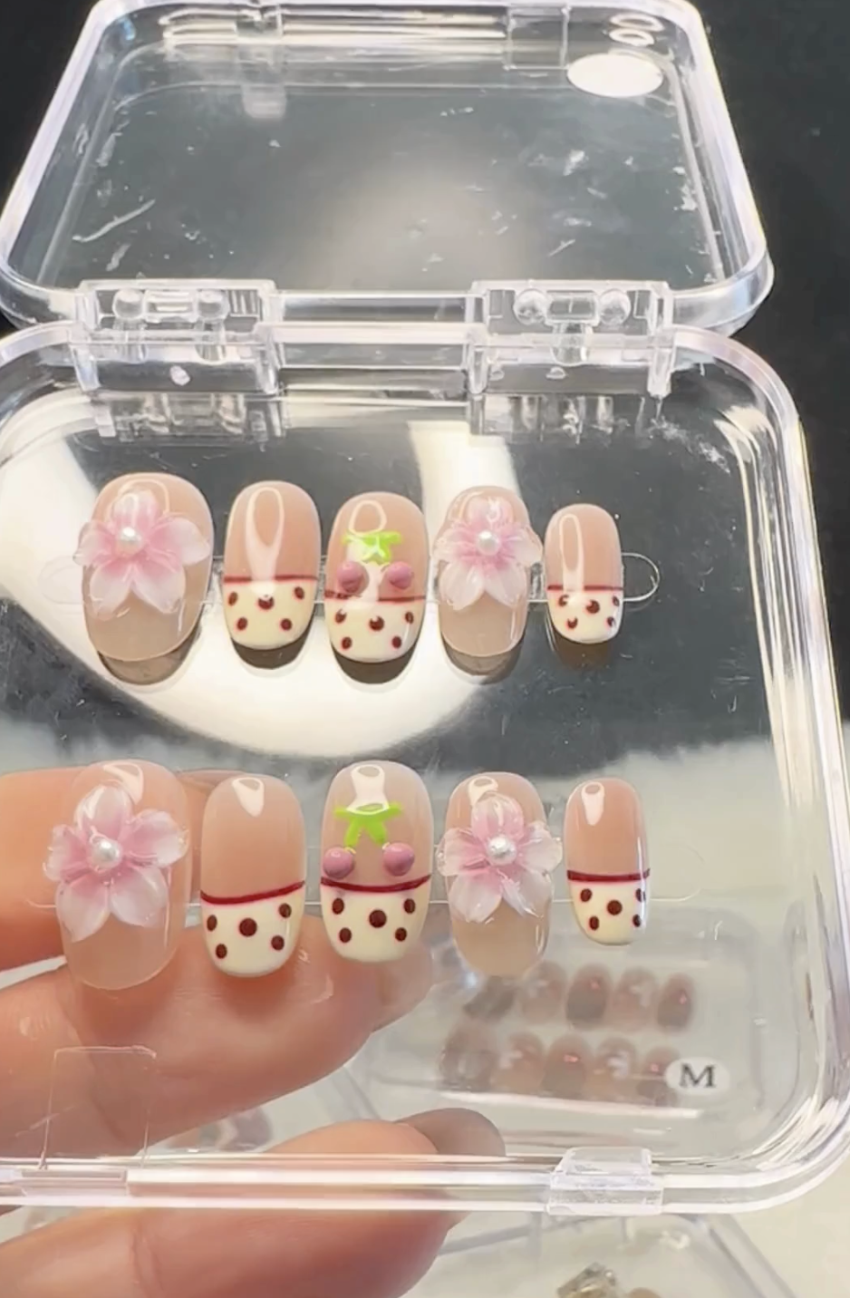 3D Flower Bowtie Press On Nail Size Small