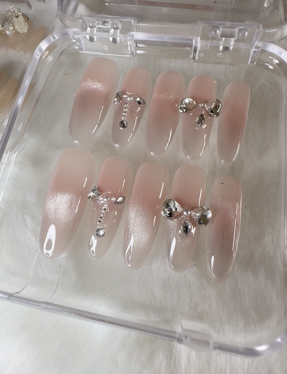 Pink Press On Nails in Size Medium