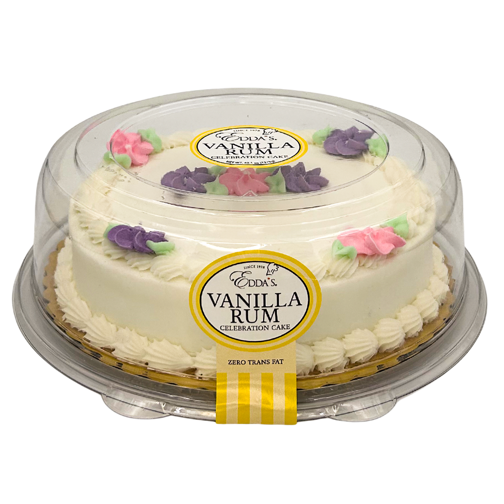 EDDA'S 8" VANILLA RUM CELEBRATION CAKE (FLOWERS)