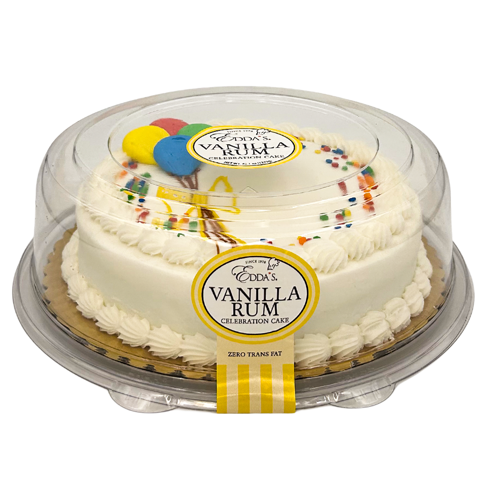 EDDA'S 8" VANILLA RUM CELEBRATION CAKE (BALLOONS)