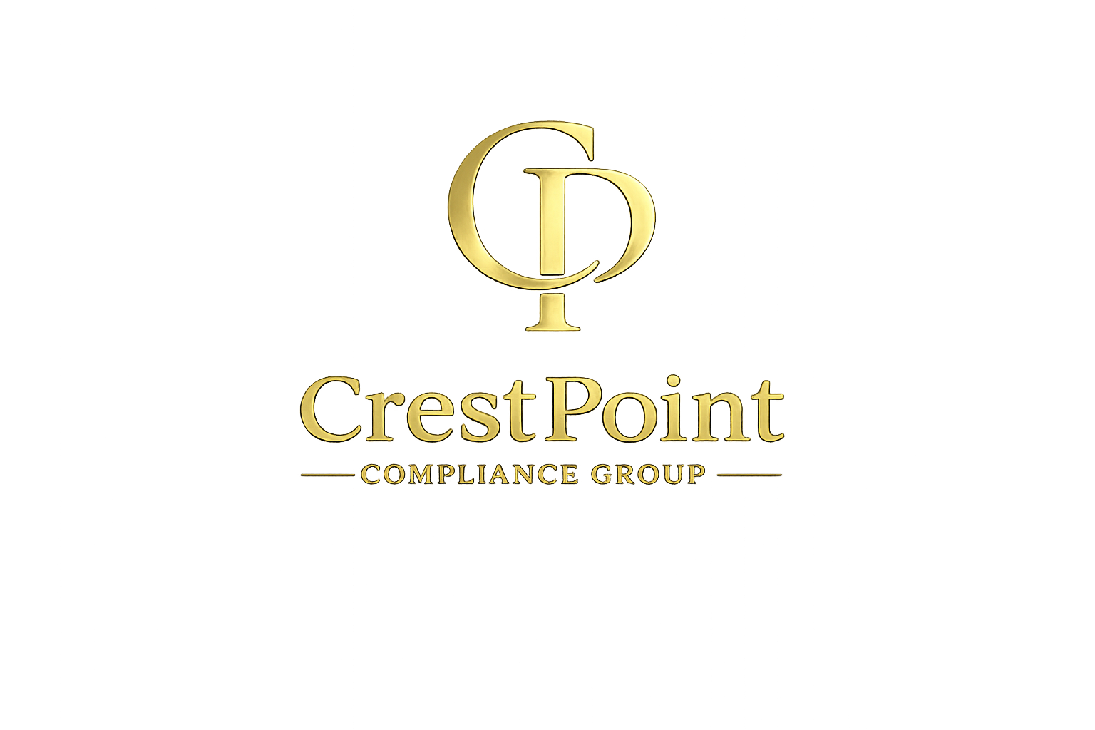 CrestPoint Compliance Group logo with illuminated gold design on a gradient background.