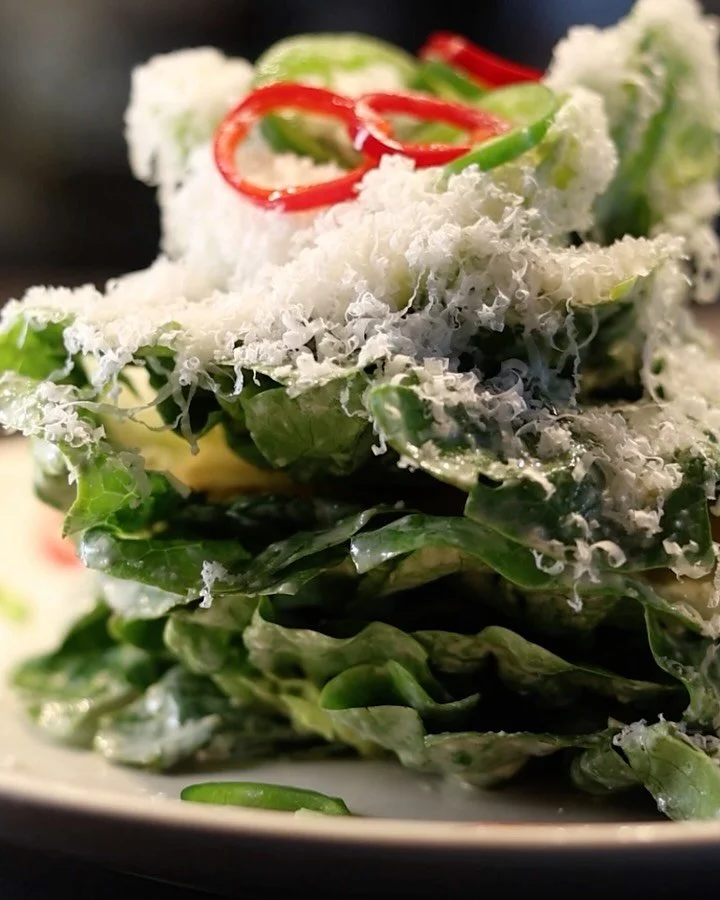 the OG jalape&ntilde;o caesar, architecture and attitude. the stack, the snowfall of cheese, the fresno and jalape&ntilde;o rings. our most popular dish.
.
.
.
#paradisaea #michelinguide #sandiegodining #lajolladining #caesarsalad