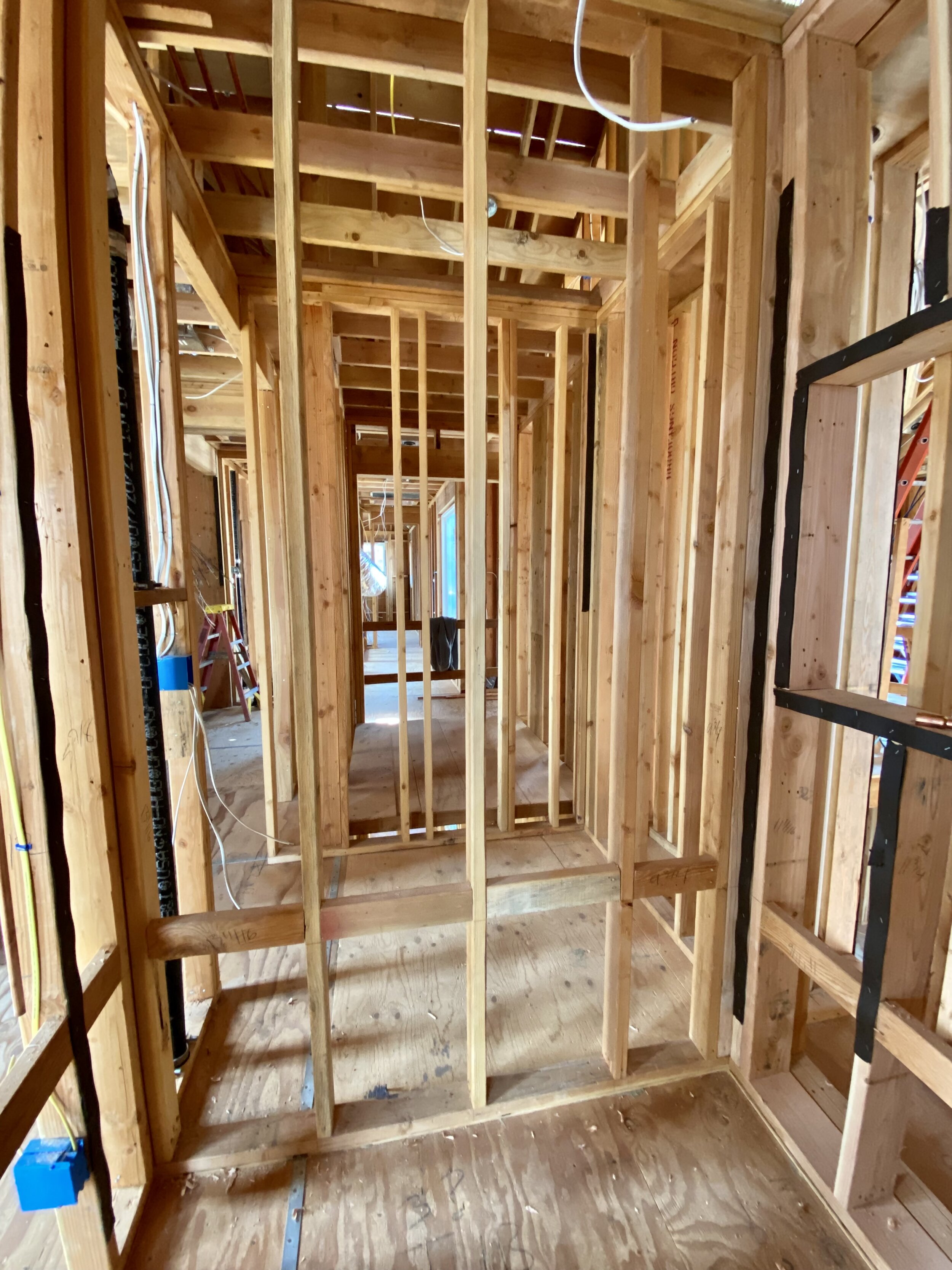 A wall “reserved” to be easy to move, in case a future owner wants to tweak the relative sizes of a bathroom and closet.