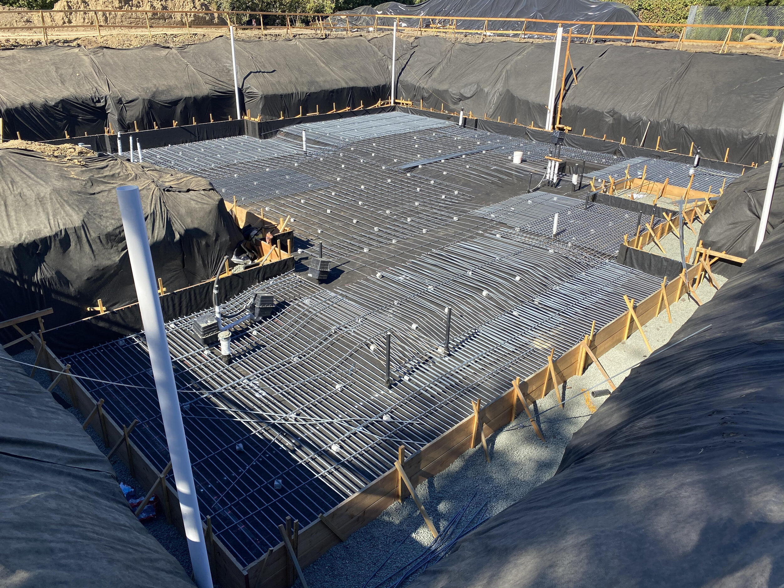 Underground solar farm?  No, its rebar on waterproofing,