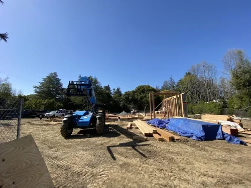 Framing rising above ground