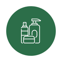 Collection of skincare or cosmetic bottles and containers