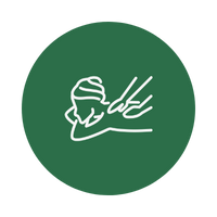 Illustration of a person with a face mask, showing hand sanitizer or washing hands style motion.