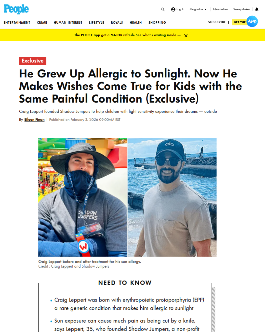 He Grew Up Allergic to Sunlight. Now He Makes Wishes Come True for Kids with the Same Painful Condition