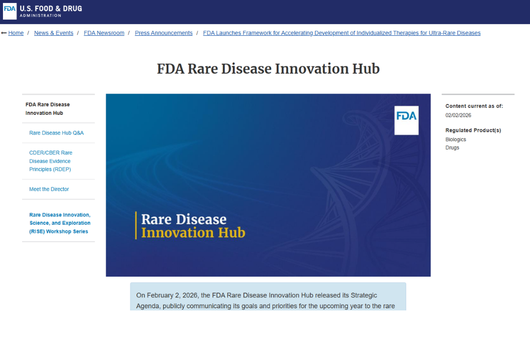 FDA Rare Disease Innovation Hub Strategic Agenda