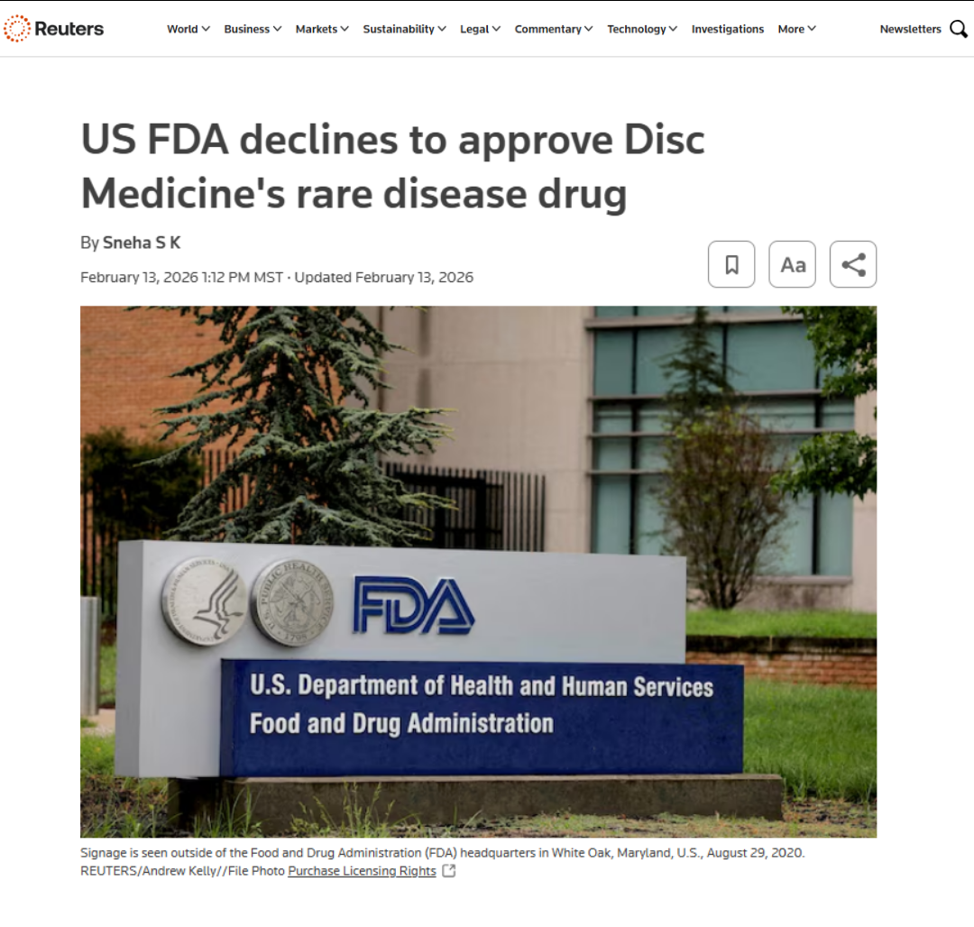 US FDA declines to approve Disc Medicine’s rare disease drug