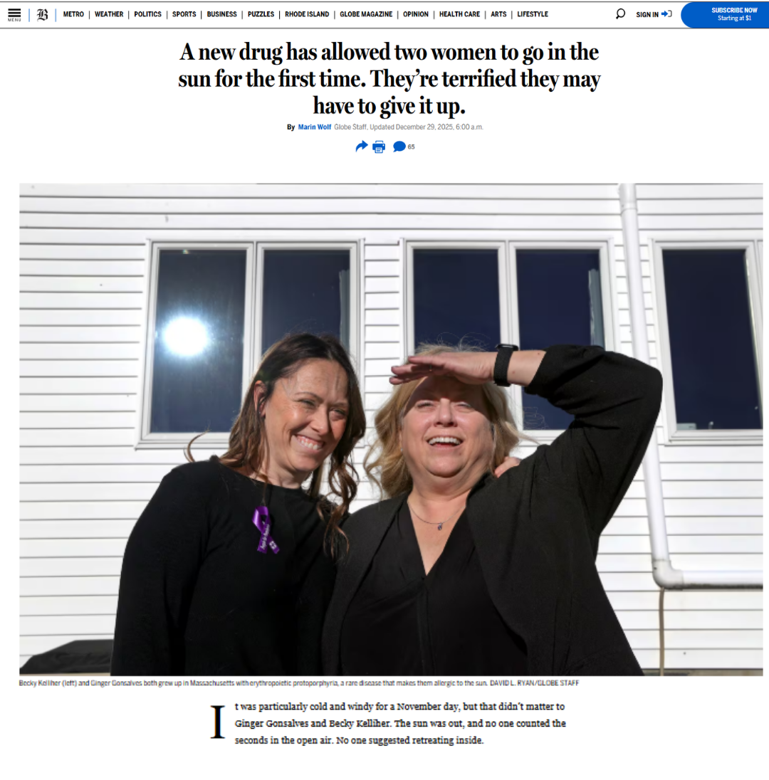 A new drug has allowed two women to go in the sun for the first time in years
