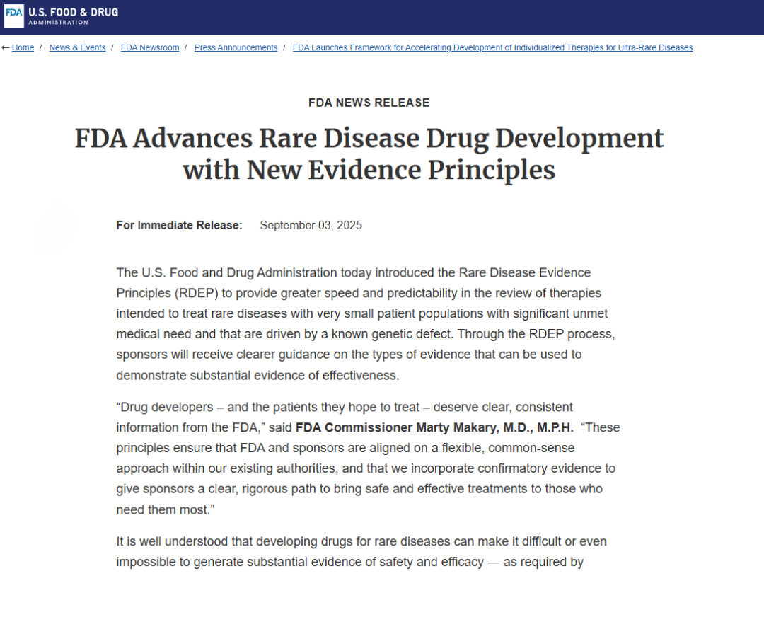 FDA Advances Rare Disease Drug Development with New Evidence Principles