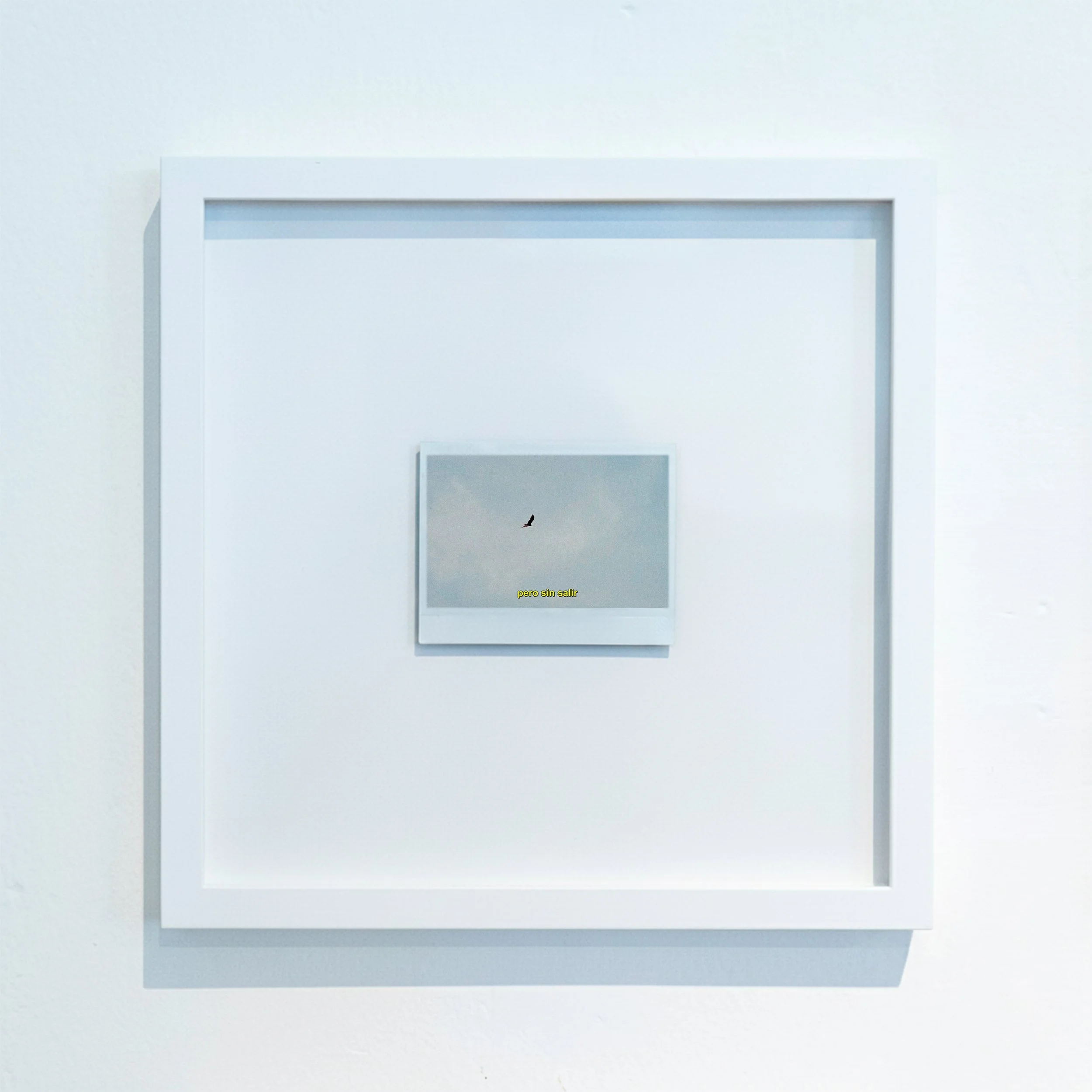 Imagen de una toalla blanca en una pared blanca, con subtítulo en amarillo que dice ‘pero sin salir’.