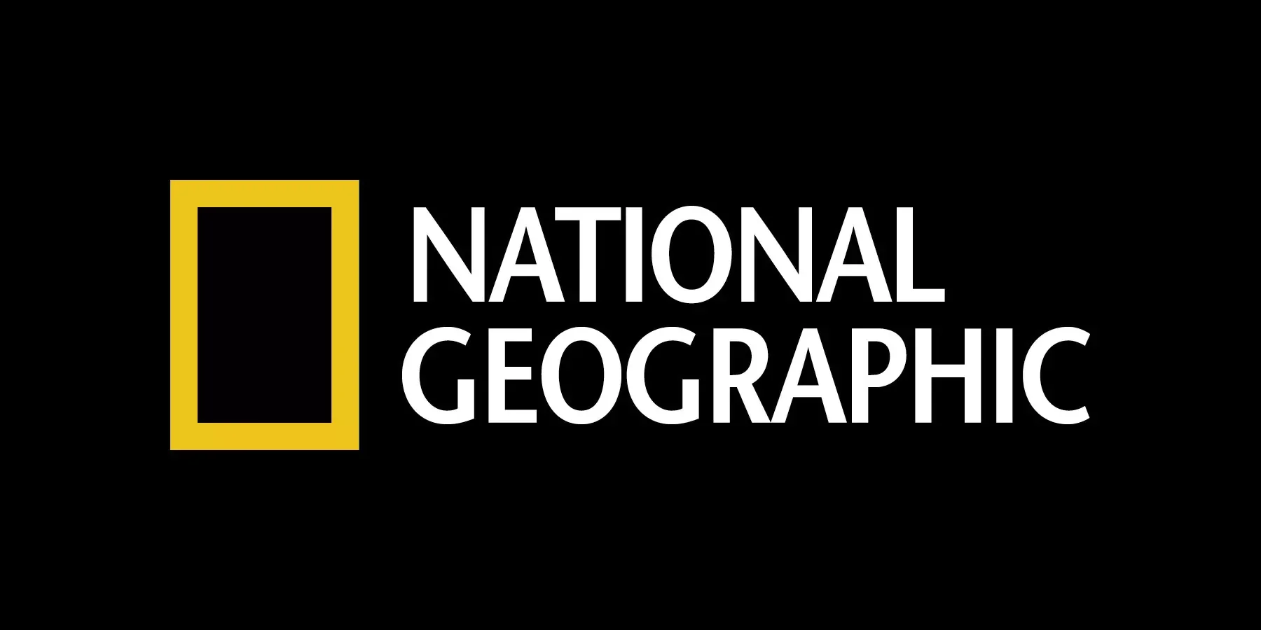 National Geographic logo with a black background, a yellow rectangle on the left, and the text 'NATIONAL GEOGRAPHIC' in white capital letters.