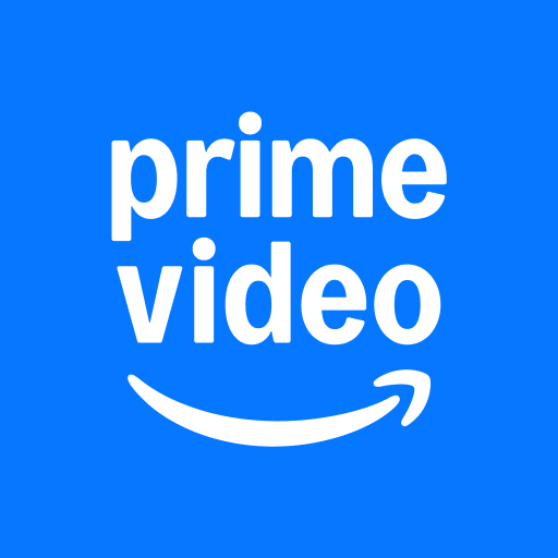 Amazon Prime Video logo with white text and arrow on a blue background.