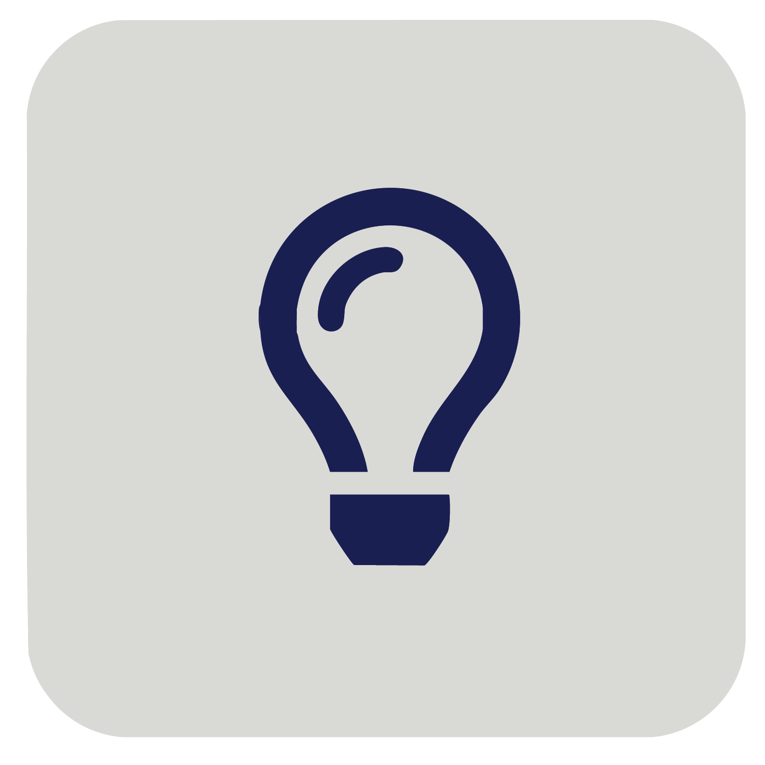 Icon of a light bulb with a question mark inside it.