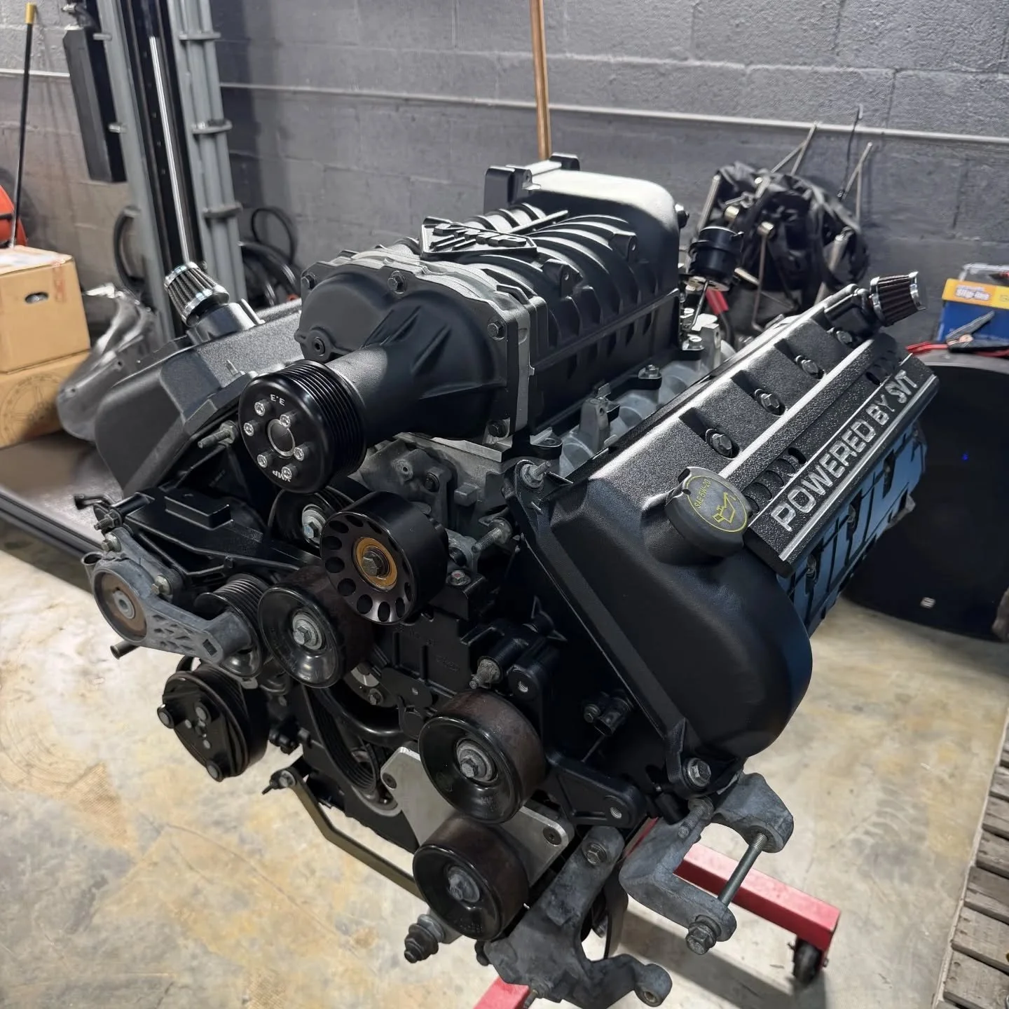 This going to be one bad mother F#@Ker . 1993 LX with a 2003 cobra terminator. Big shout out to my boys at FM Motorsports ( Brian &amp; Kiko ) #mustangcobra #svt #restomod #custom #musclecars