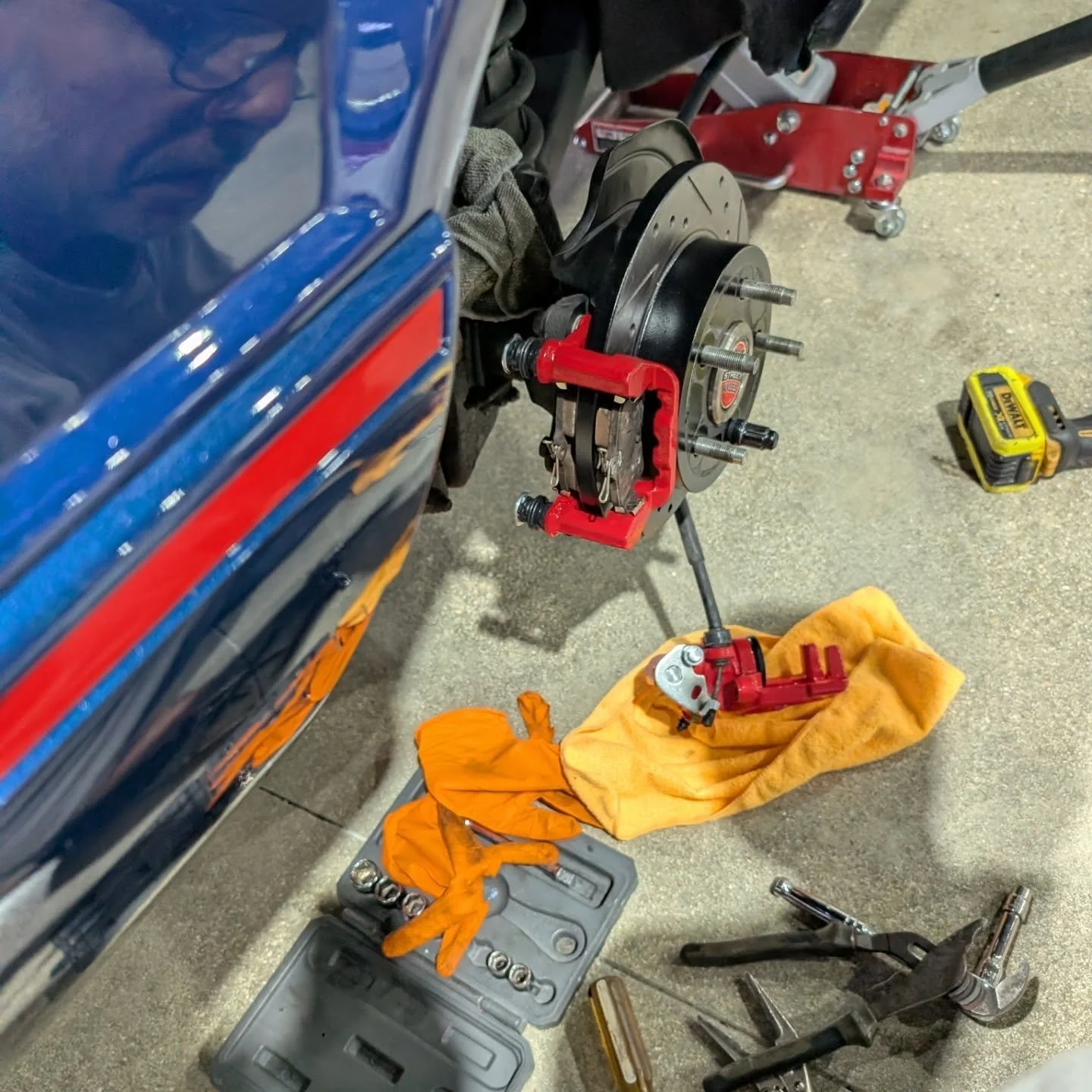 Five lug 4 wheel disc brake system all dialed in. Big wilwood setup up front and 03 cobra outback, for our 93 LX Notchback. #restomod #ford #mustang #cobra #collectorcars