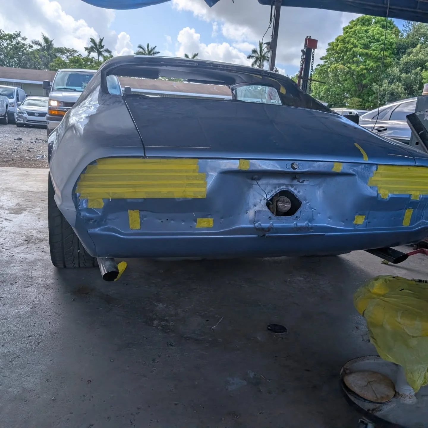 Our 73 Brewster green tribute restomod trans am is looking great 
 Minimal rust repair. This baby is getting all the right treatment. Watch out Bandit. #brewstergreen #transam #restomod #restoration #pontiac