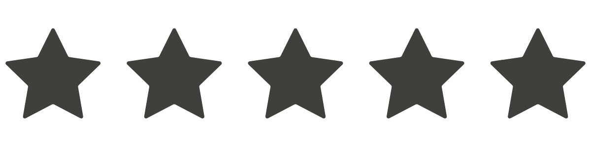 Five black-up star icons in a horizontal row on a white background.