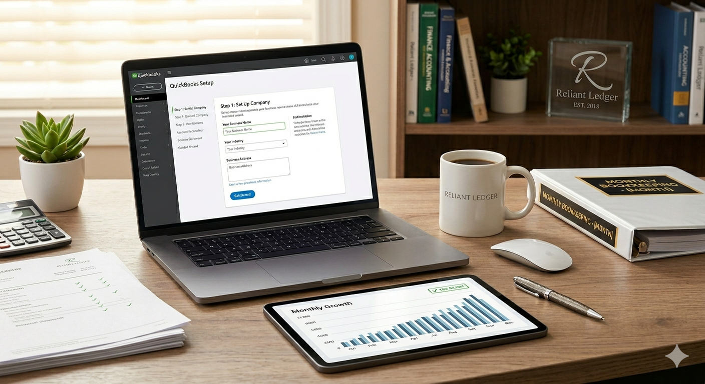 Professional QuickBooks Online setup service by Reliant Ledger to ensure accurate financial foundation and seamless workflow.