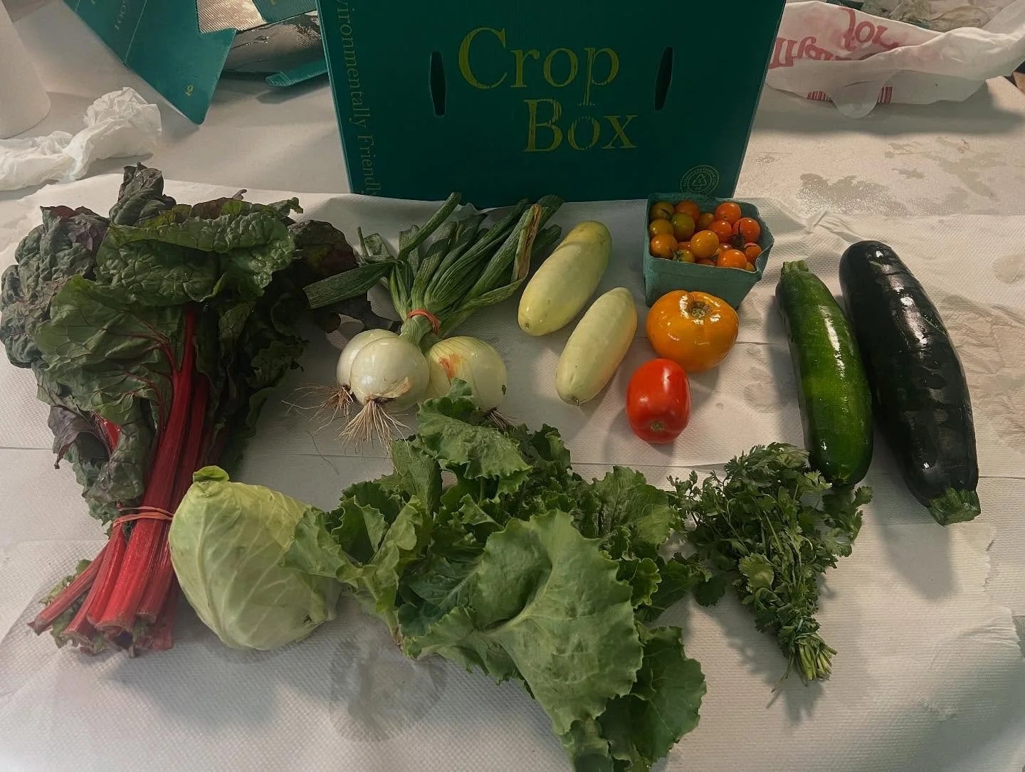 We&rsquo;re heading into the end of July and are very satisfied with all our shares:
Full share #organicvegetables
Fruit share: Melon and Peaches
Mushroom share: portobello

And thank you to our lovely volunteers who help us run everything smoothly @