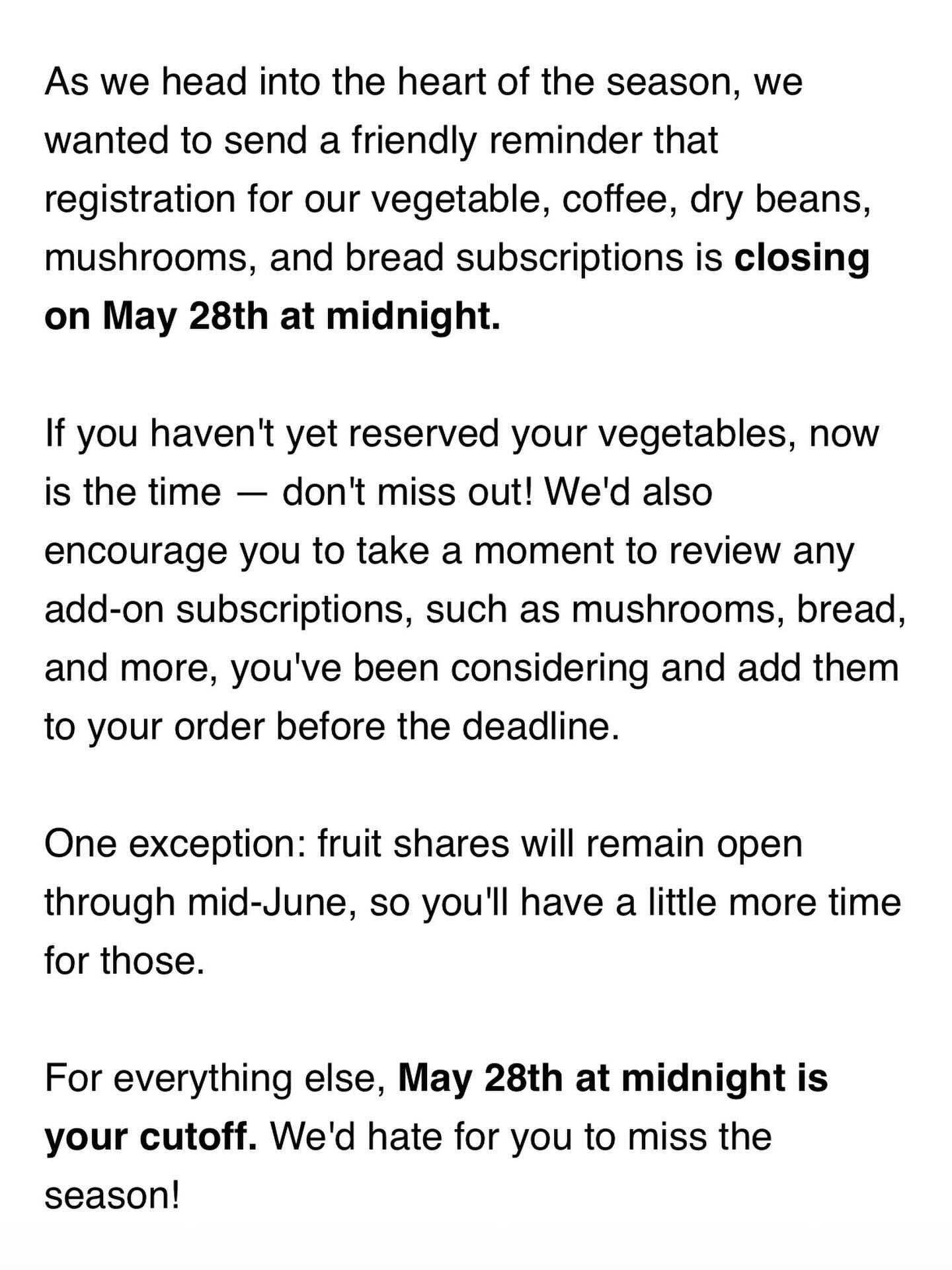Remember to sign up by May 28th to participate in this season&rsquo;s farmshare with @stoneledge.farm 

We can&rsquo;t wait to taste this year&rsquo;s organic veggies!