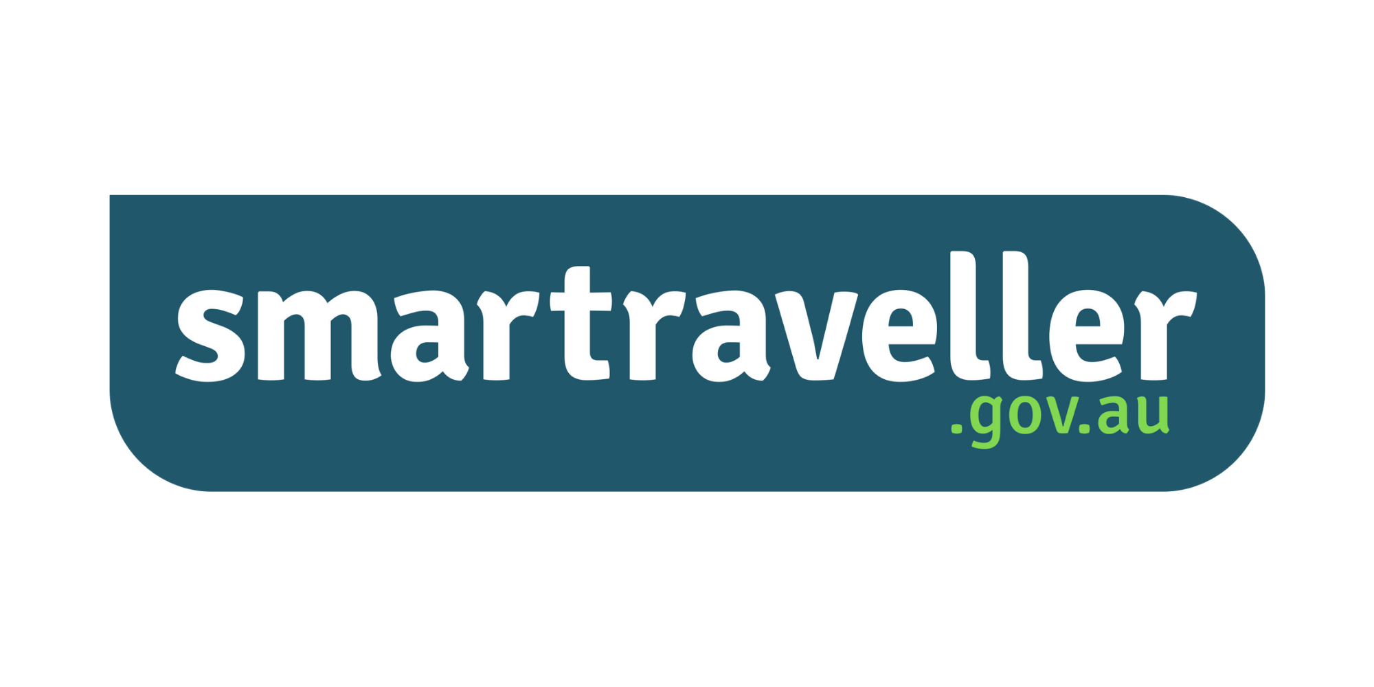 Logo for smarttraveller.gov.au with dark blue background and white text