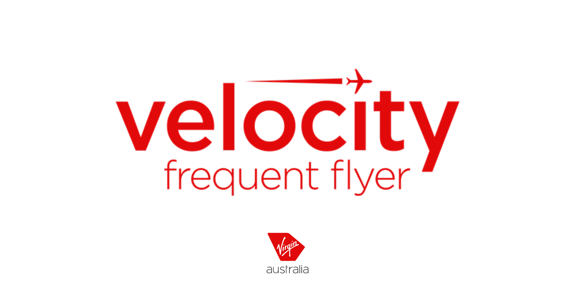 Virgin Australia flyer featuring the word "velocity" in large red letters, with a red airplane and trail graphic above, and the Virgin logo below.