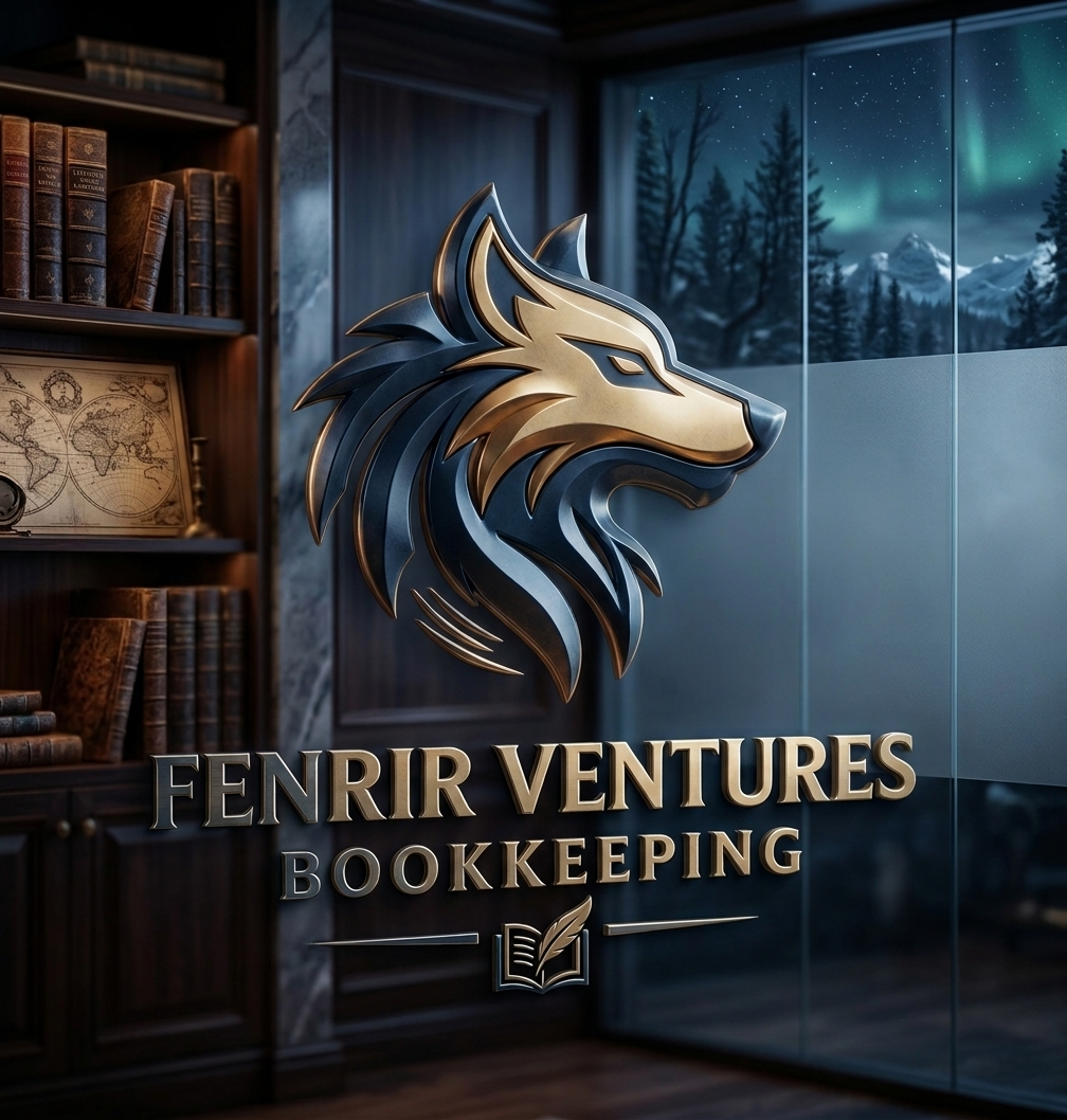 Official logo for Fenrir Ventures Bookkeeping, providing messy book clean-up and tax-ready financials for businesses in Wetaskiwin, Alberta.